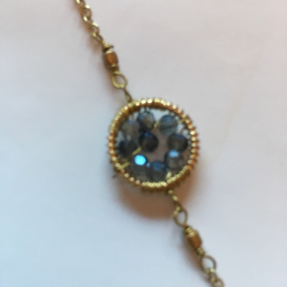 Gold chain with Blue Crystals
